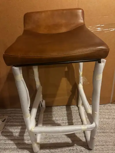 Set of 2 - NEW 2 MOE'S HOME LEATHER STARLET BAR STOOLS, View more
