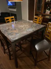 Faux marble top, pub styles square dining set