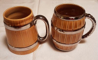 Ceramic Barrel Beer Mugs (Wade) | Set of 2, Ceramic Mugs