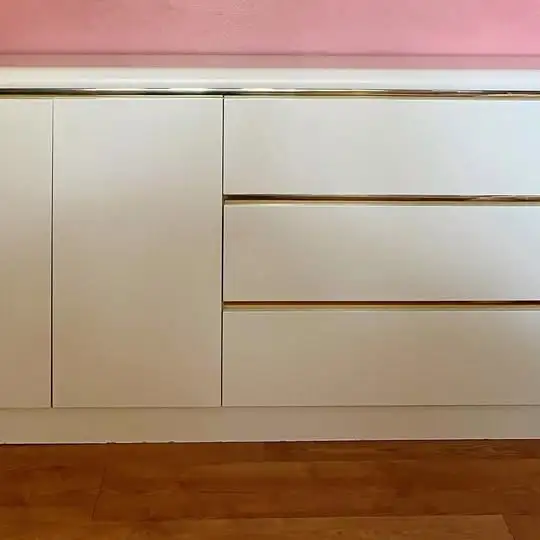 Vintage 1980s Postmodern Cream Lacquer Sideboard / Credenza - Go in Hutches & Display Cabinets in City of Toronto - Image 2