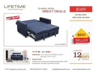 Item No. LG 5519 Limited Time Offer: NOW $1499 Tax Included & Free Local Delivery Colors Available:...