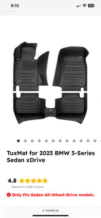 BMW M340 TuxMat and trunk liner for sale