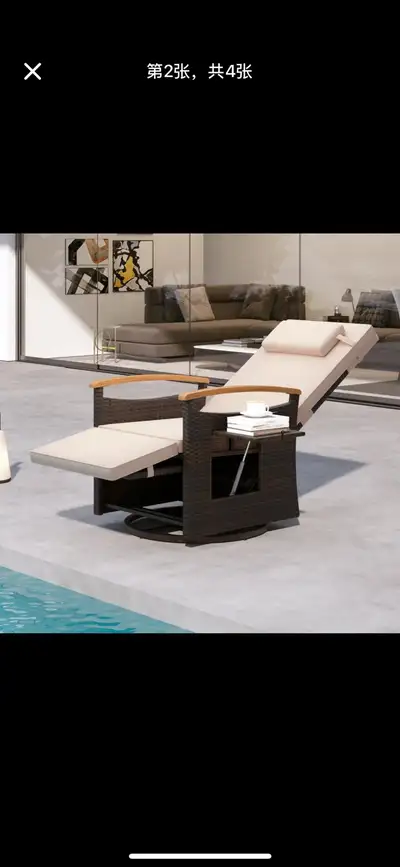new Patio Rattan 360 Degree Swivel Recliner Chair, Wicker Lounge, View more