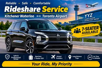 Rideshare available from Kitchener to Toronto Airport and so on, View more