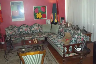 living room  sectional &metal & glass coffee  & end tables, View more
