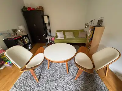 Mid-Century Modern Coffee Table + 4 Chairs, View more