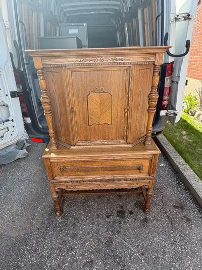Free delivery Antique Oak Cabinet with Drawer, View more