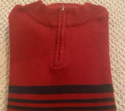 Men's Red and Black Striped Half-Zip Sweater, View more