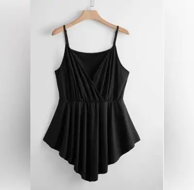Plus Surplice Front Dip Hem Cami Top black, View more