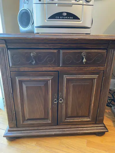 Vintage Ethan Allen Craft Oak Nightstand chest & drawer, View more