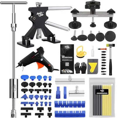 Super PDR Hail Dent Removal Kit for Cars, Dent Removal Kit with Black Lifter、Bridge Puller、T-bar Sli...