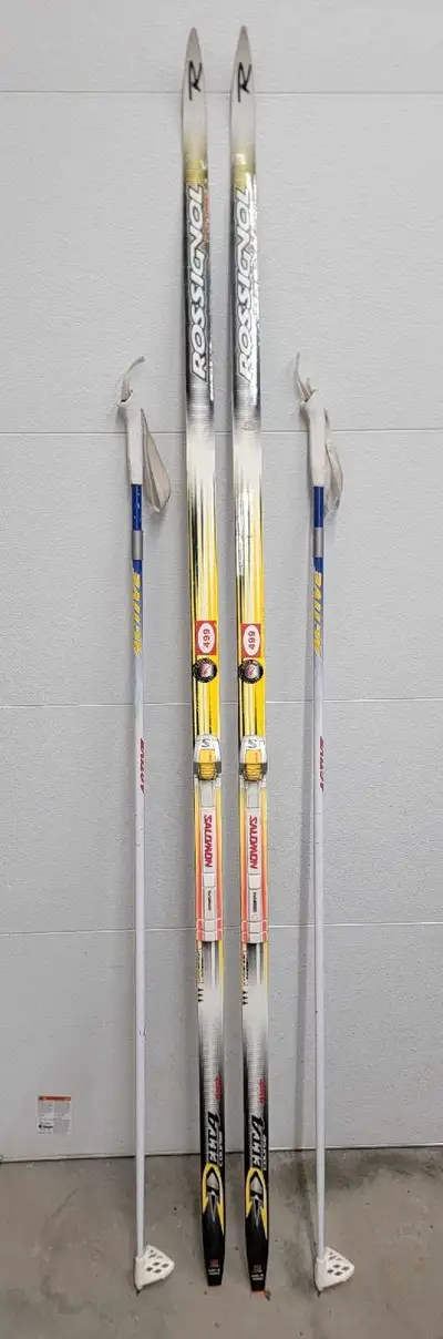 Rossignol skis 203cm wax SNS profil binding 155cm poles