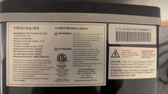 Frigidaire Countertop Ice Maker – $60 OBO – Fast Ice63007358843779122