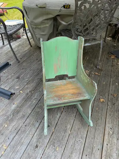 Antique child’s solid wood rocking chair excellent, View more