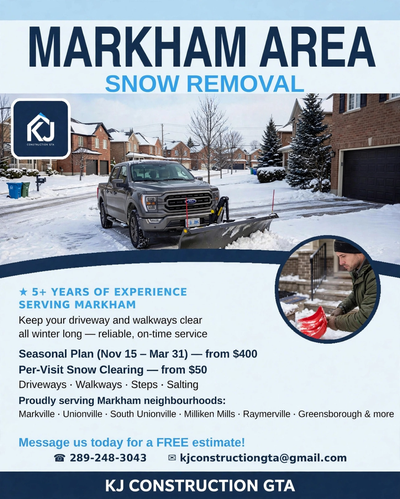 Markham Snow Removal — from $50/Visit, Season from $400, View more