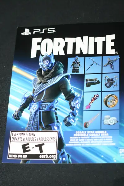 45.00 O.B.O. SONY PLAYSTATION FORTNITE STAR BUNDLE CODE INCLUDES 8 FORTNITE COSMETICS ESTIMATED VALU...