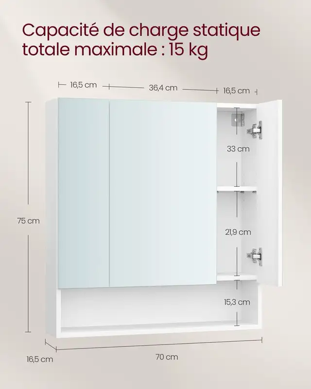 Large medicine cabinet, Mirror Cabinet, Bathroom Storage Cabinet in Storage & Organization in Markham / York Region - Image 7