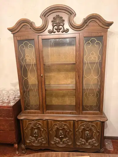 Vintage Wooden China Cabinet Hutch GORGEOUS, View more