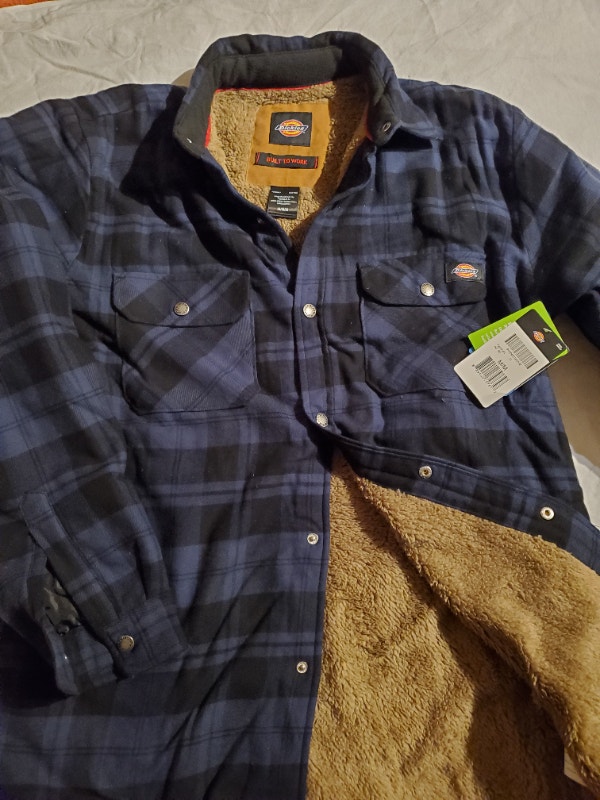 Dickies Men's Sherpa Lined Flannel Shirt Jacket with Hydroshield Men