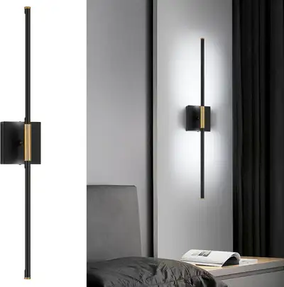 Rotating Light Fixture (Black and Gold LED Wall Sconce), View more