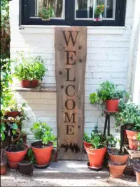 Rustic Outdoor Solid Wood Welcome Porch Sign