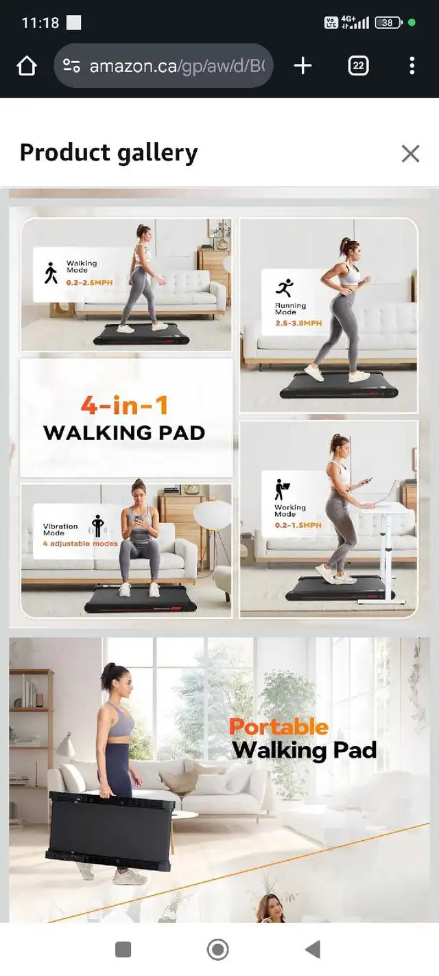 Walking Vibration Pad, 4 in 1 Treadmill, Walking Treadmill P in Exercise Equipment in Edmonton - Image 5