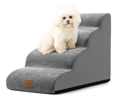 Hardly used like new grey foam dog stairs. 4 tier steps. 15.7W x 28.3L x 19.7H inch
