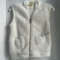 Bobbie Brooks girl size L (10/12) white fleece vest W hood
