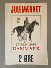 Danish. 1941 Post Office Christmas Advertising Sign Cardboard