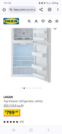 Réfrigérateur / Congélateur Ikea 14pc-27po