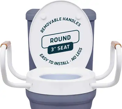 NEW -Lunderg RAISED TOILET SEAT + Handles - Round, View more