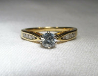 Exquisite Diamond Princess Cut Ring Solid Gold 14K Size 6