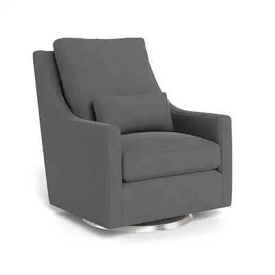 Modern Monte Vera Glider for Sale! **NEW** *Made in a custom Mohair Grey Velvet Fabric w/ Stainless...