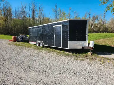 Have ownership. 2014 v nose trailler. 24 feet plus the v nose. 2, 5k axles. Floor tie down tracks in...