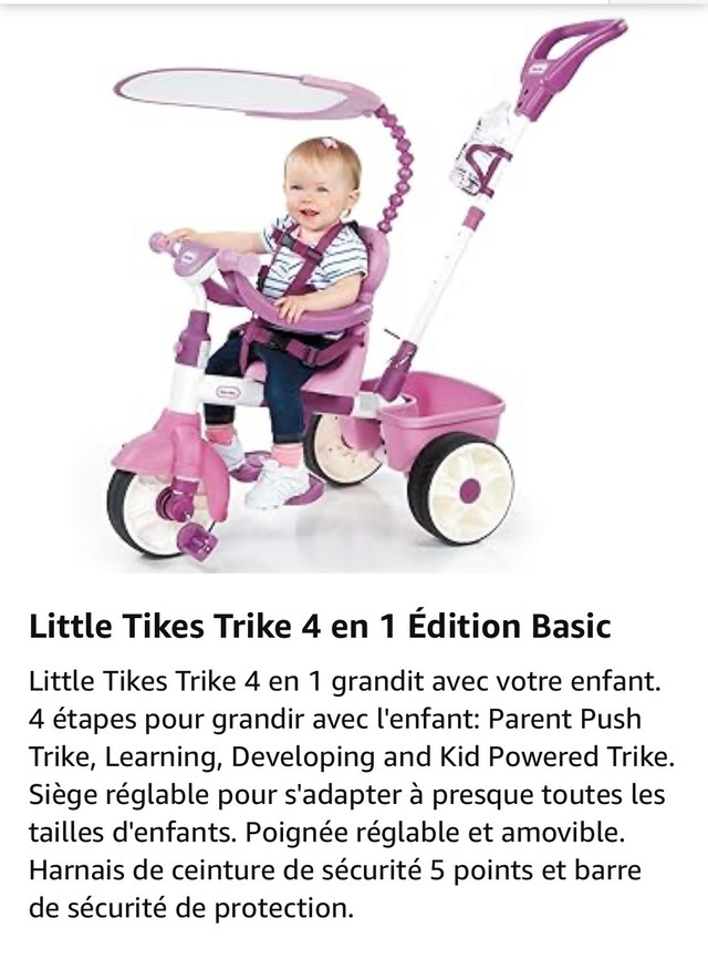 Tricycle d’entraînement fille dans Enfants  à Lévis - Image 2