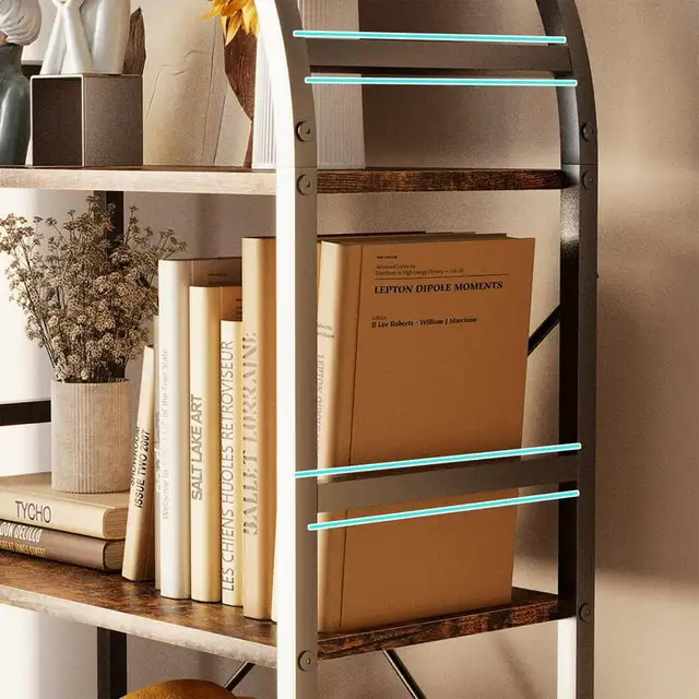 5-Tier Arched Bookcase, Wood Rustic Brown, 23.5x11.8x65.3 in in Bookcases & Shelving Units in Markham / York Region - Image 10