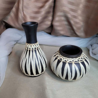 Beautiful Pair of Vintage Black Ceramic Gmunder Keramik Fink....