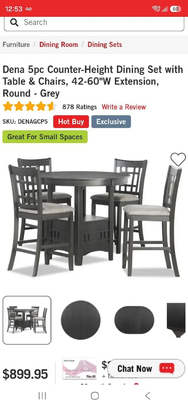 Dena Counter-Height Extension Dining Table + 6 Matching Chairs –