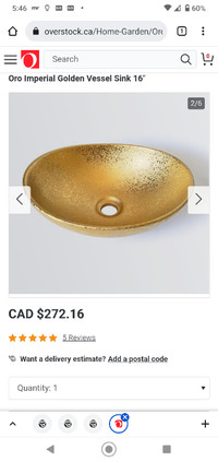 Oro imperial  golden vessel sink 16 inch 