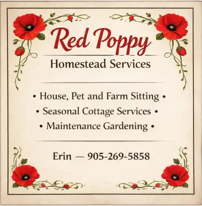 Red Poppy Homestead Services; Pet Sitting, Gardening and More!, View more