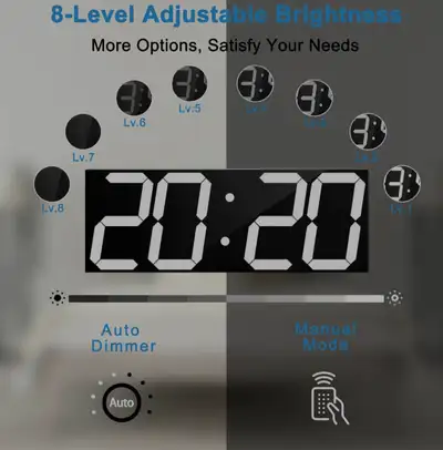 18" Digital Wall Clock with Large Digital Clock with Timer, Temperature,Alarm and Date Display，Doubl...