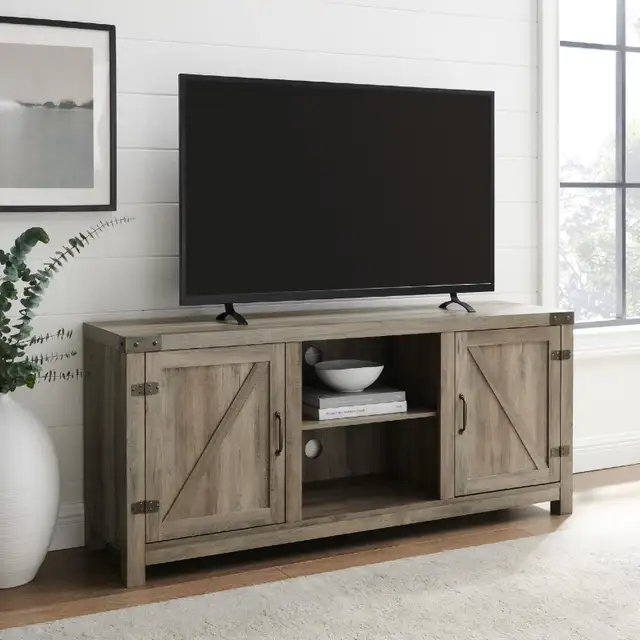 Walker Edison Farmhouse TV Cabinet - 58-in x 24-in - Grey628647436981771213