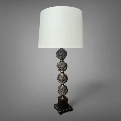 3-way Lamp (metal/ natural wood twig) 33” tall with shade, View more