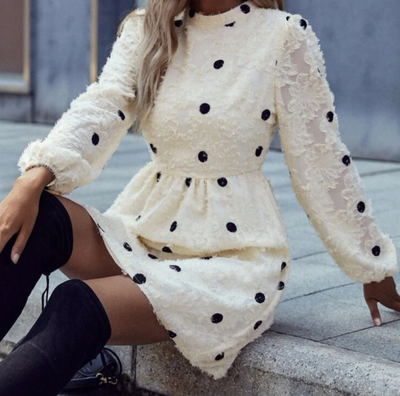 Polka dot dress, eyelet, lined, medium, View more