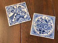 Delft Blue Tiles Peacock Holland Hand Painted Tile Wall Decor 