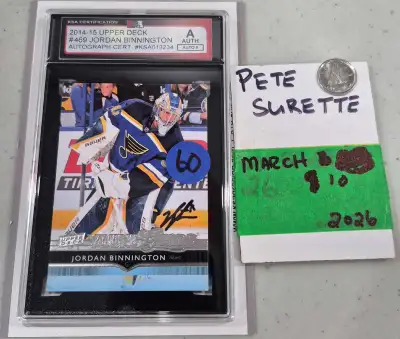 $60 BINNINGTON, Jordan YG Autographed and Slabbed by KSA, View more