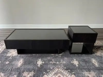 Dark Espresso Coffee and Side Table Set, sold together. Coffee table dimensions (LxWxH): 47.5" x 22"...