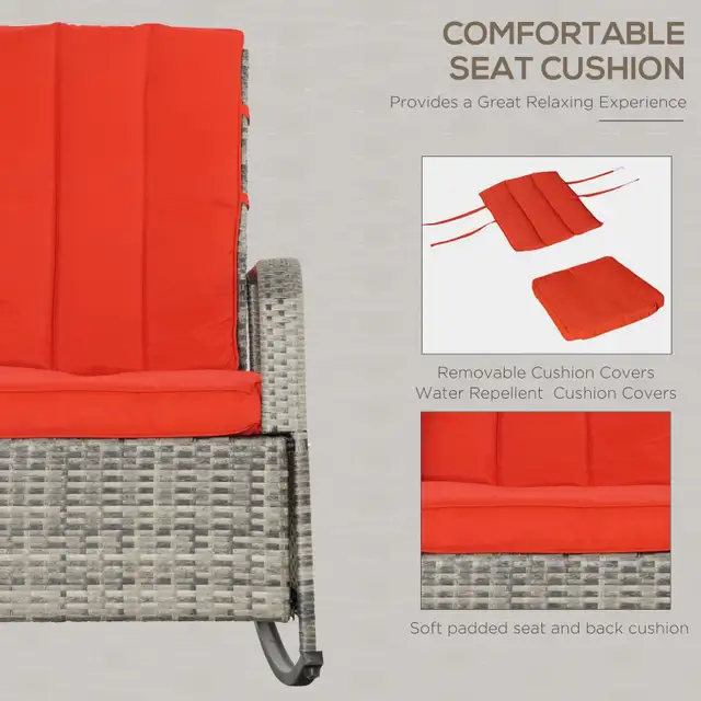 Outsunny Outdoor Wicker Rocking Chair with Cushion in Patio & Garden Furniture in City of Toronto - Image 7