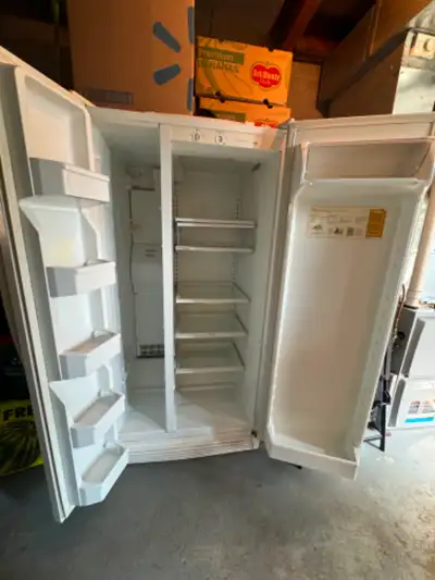 Fridge whirlpool gold 2 door standup white-good condition, View more