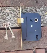 Vintage Mortise Door Lock Set with 2 Skeleton Keys